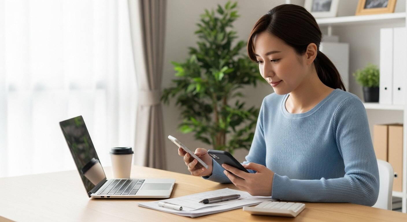 格安SIMや保険の見直しをイメージした女性のイメージ画像