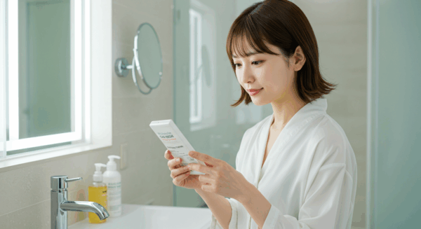 低刺激の洗顔料を手に取っている様子