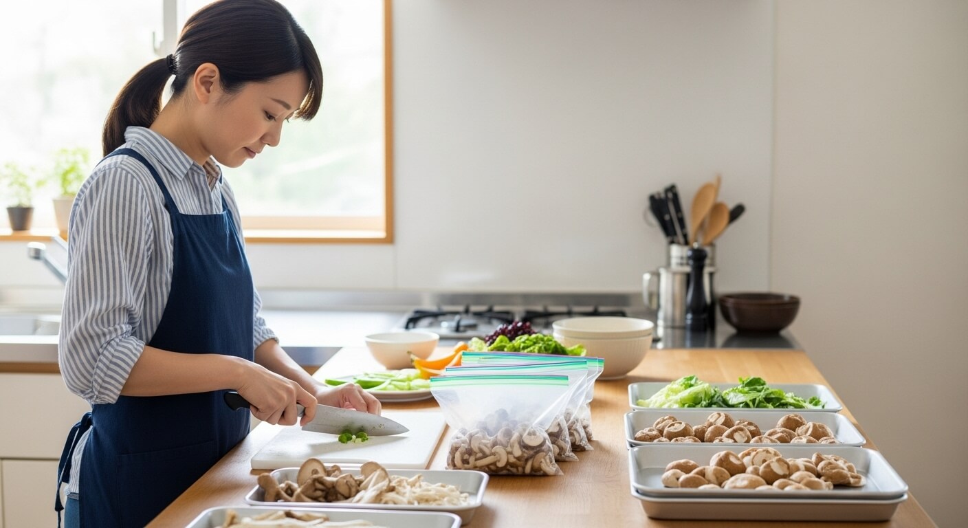 切った野菜や冷凍保存された下ごしらえ食材