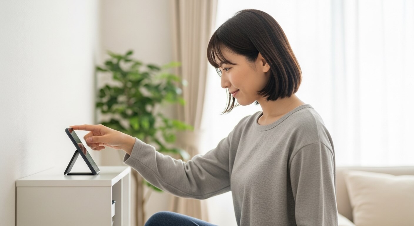 スマホを手放しリラックスする女性