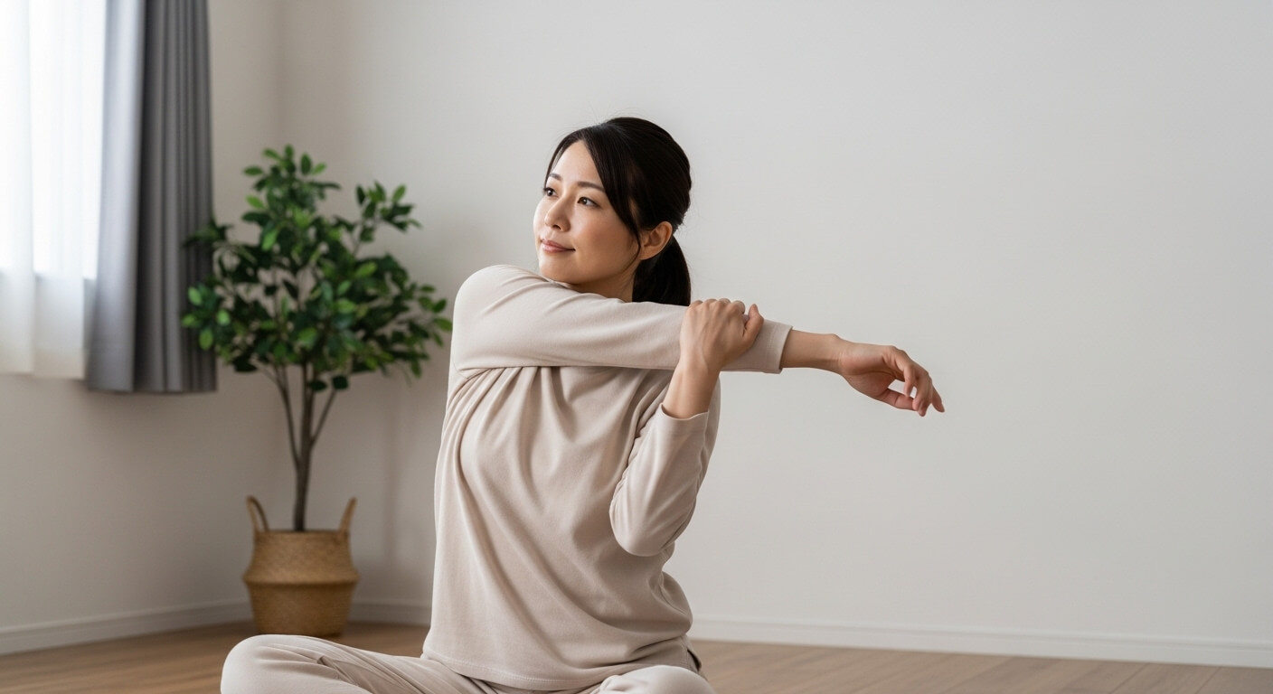 ストレッチでリフレッシュする女性