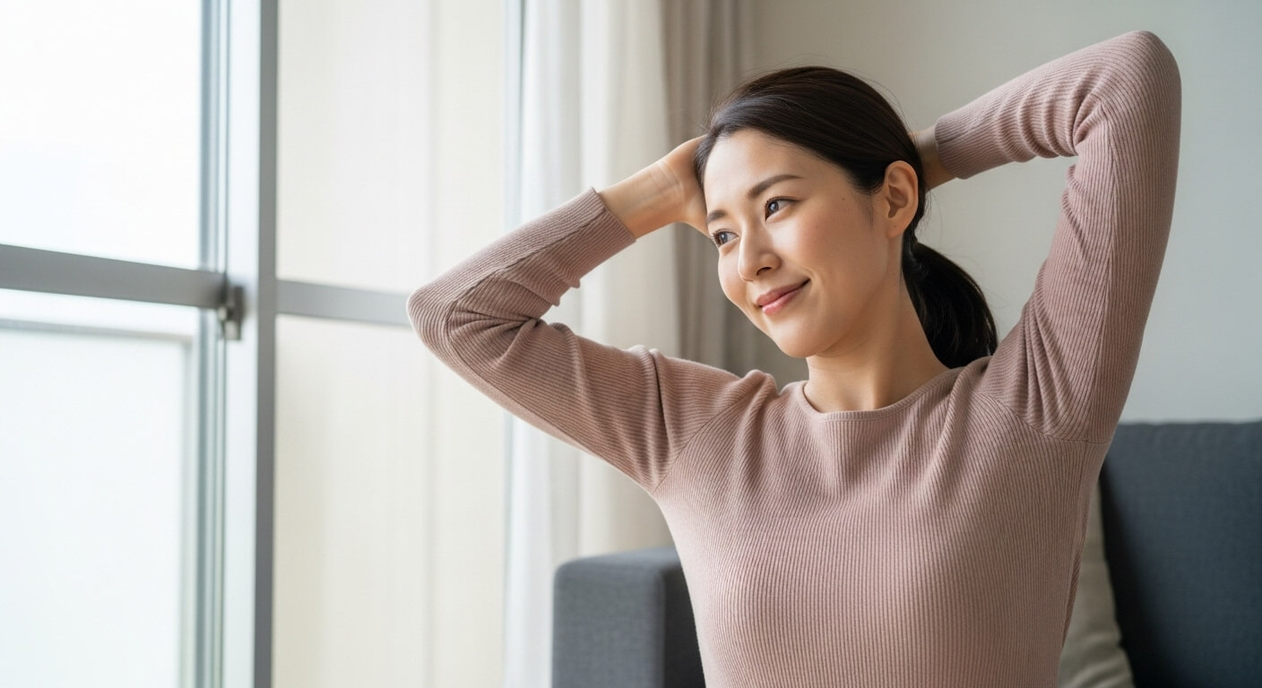 ストレッチをして体をほぐす女性