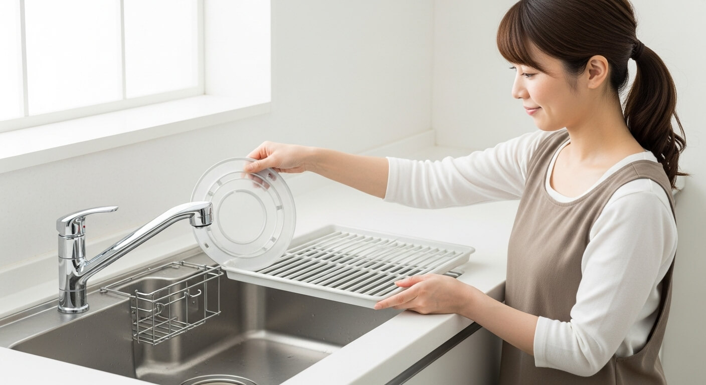 外した排水口フタが乾燥している様子