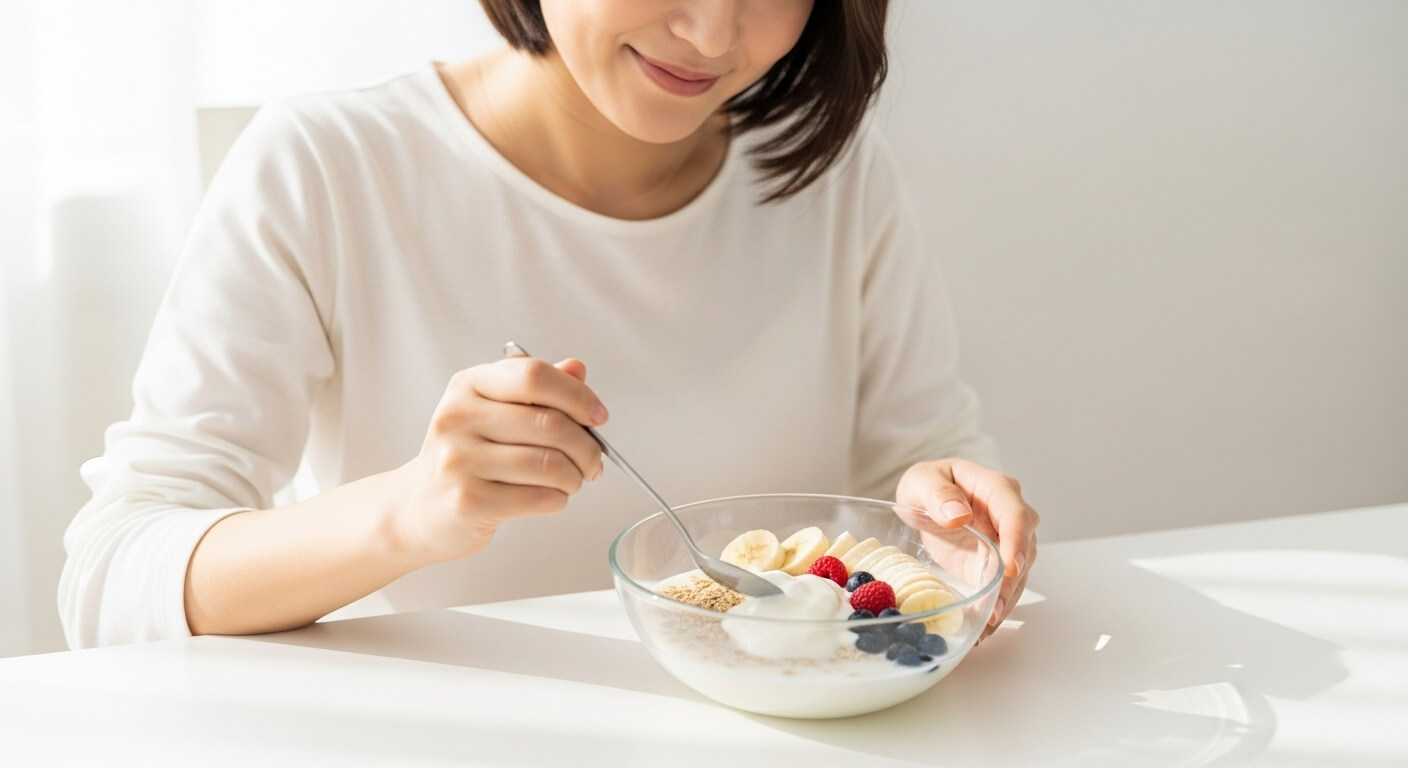 オートミールとヨーグルトの朝食ボウル
