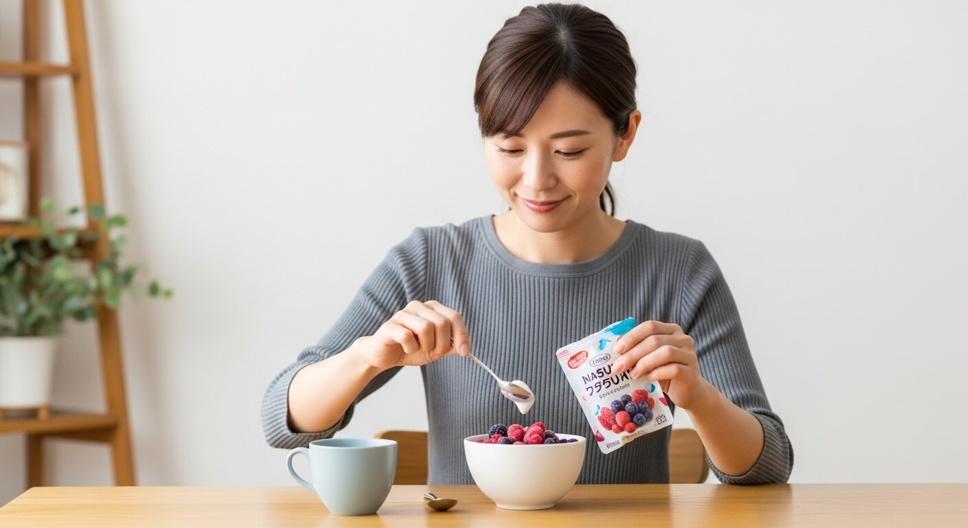 無糖ヨーグルトに冷凍ベリーをトッピング