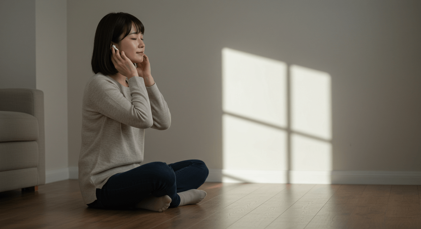 目を閉じてリラックスする女性のイメージ画像