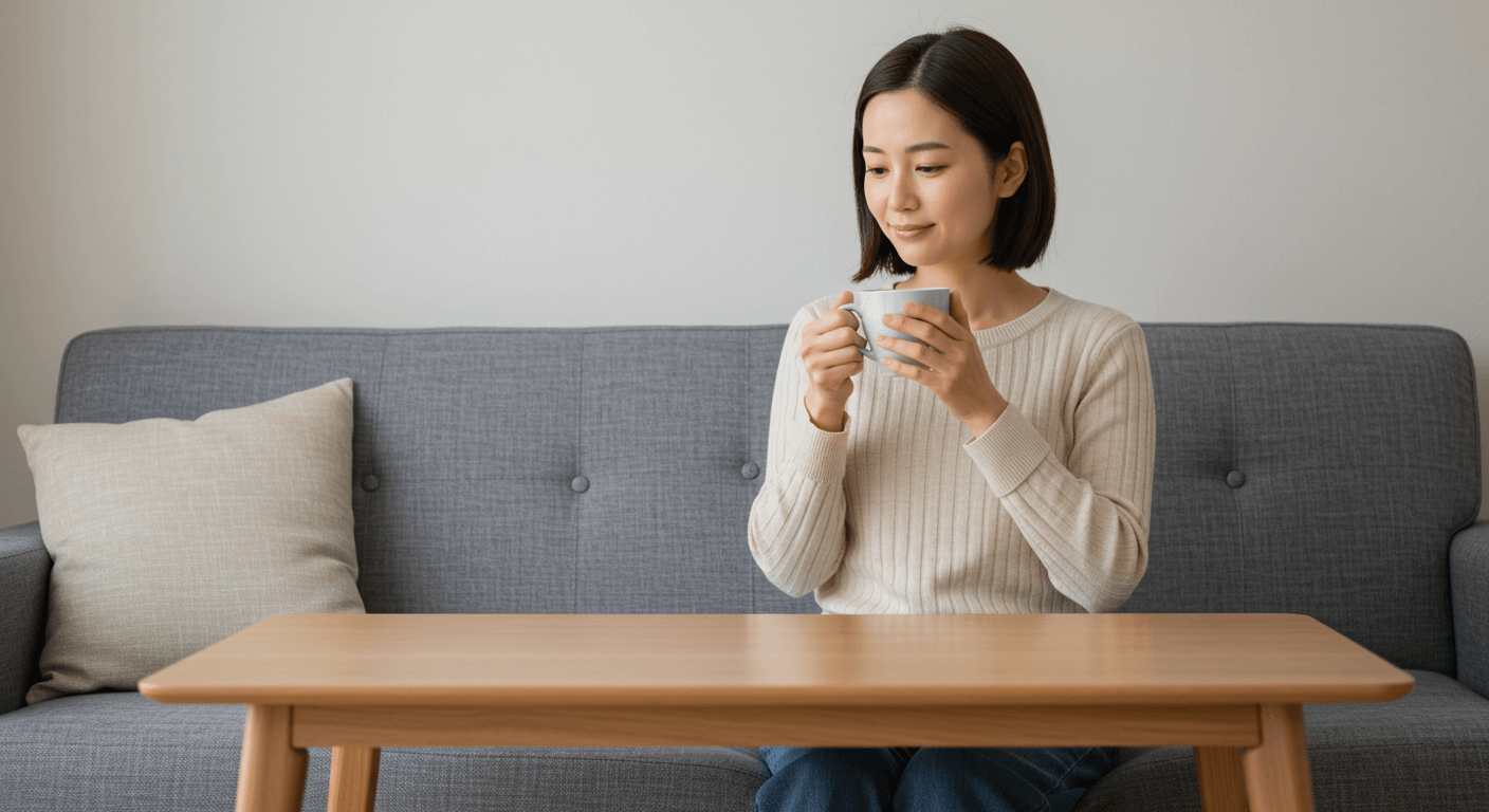 お茶を楽しむ女性のイメージ画像