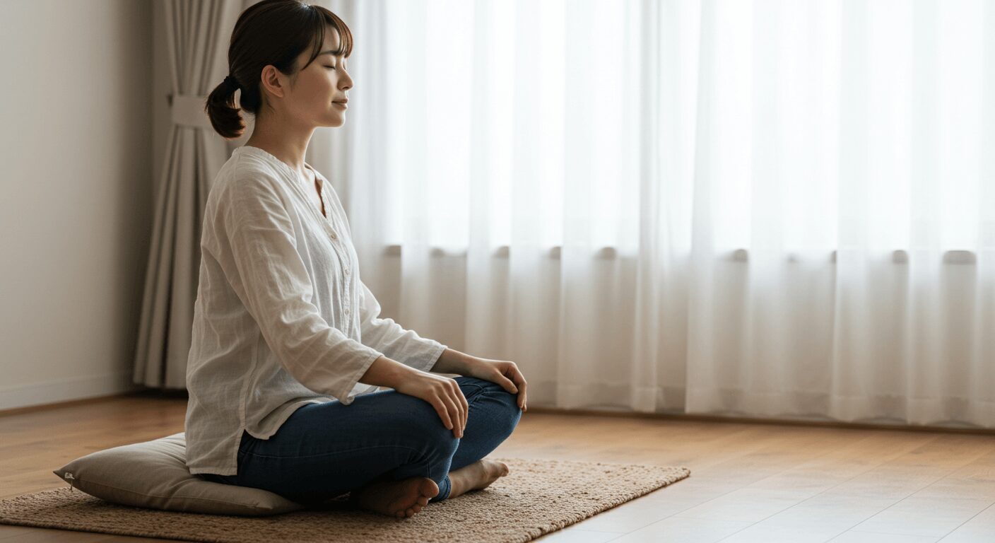 お茶を味わう瞬間を楽しむ女性