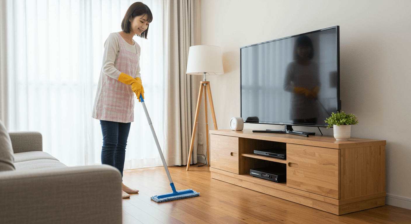 テレビ周りや棚のホコリ取りに便利なハンディモップ