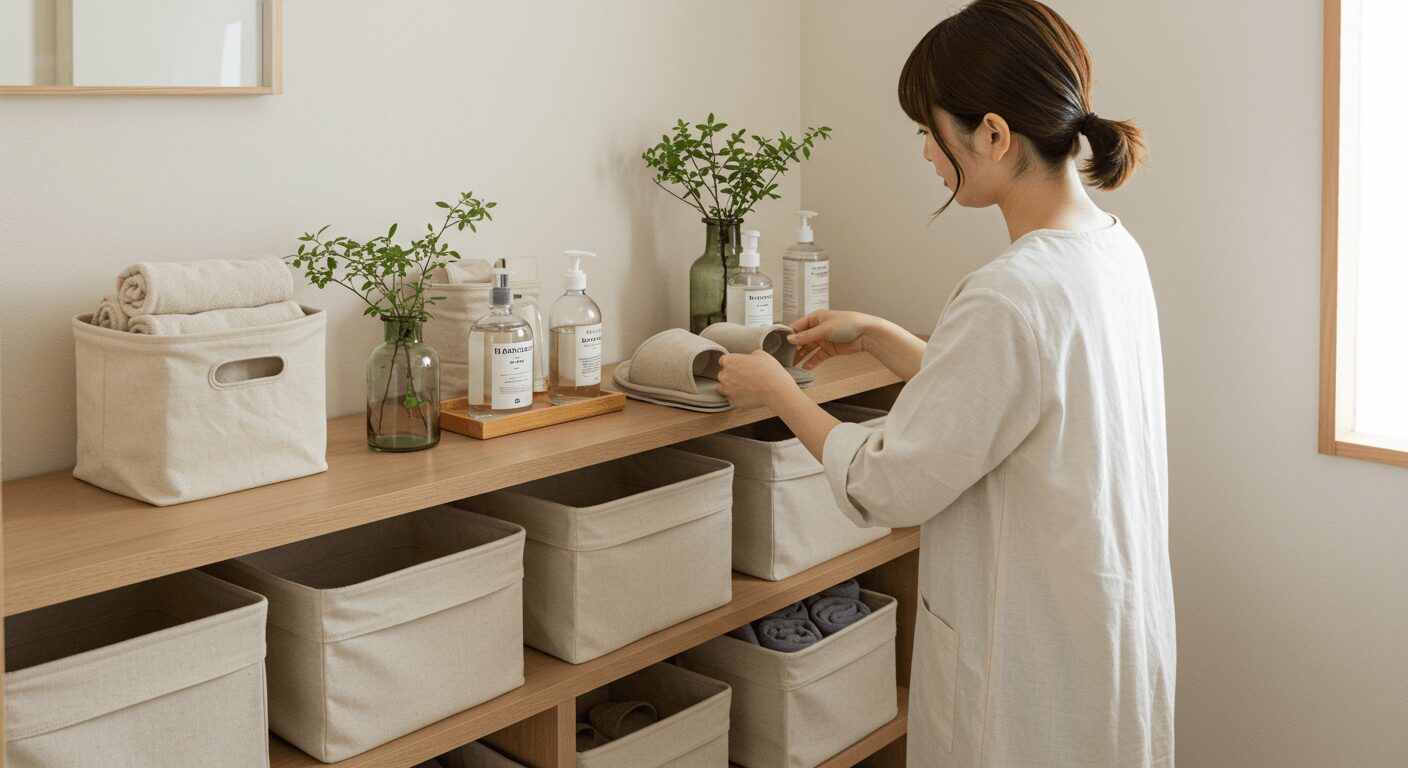 統一感のある玄関と洗面所収納