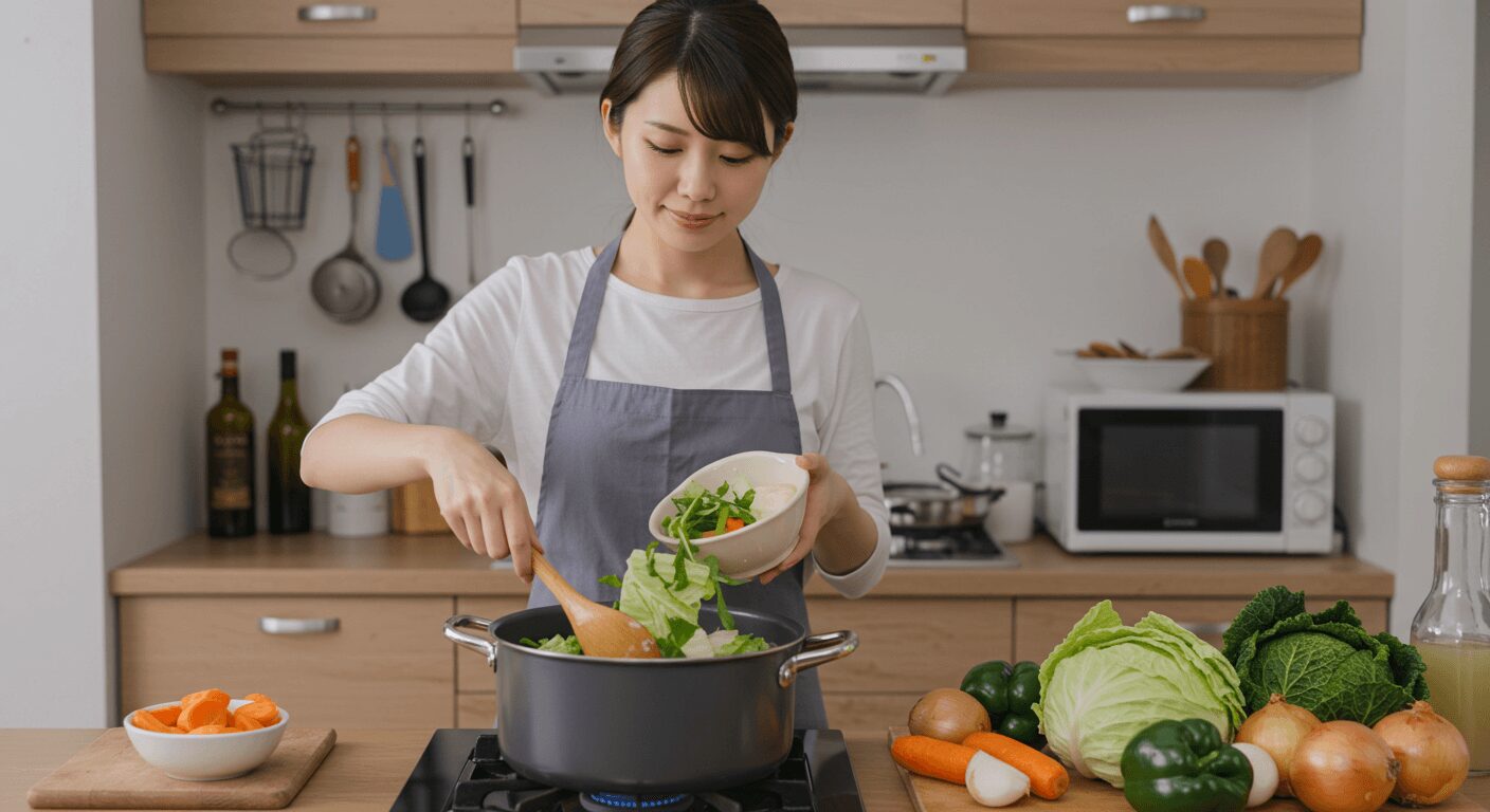 残り野菜を活用した具だくさんスープ