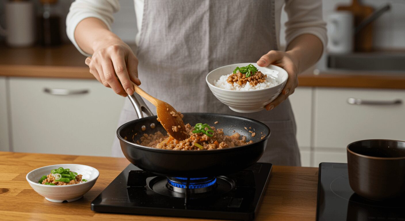 細かく刻んだ野菜とひき肉のそぼろあんかけ
