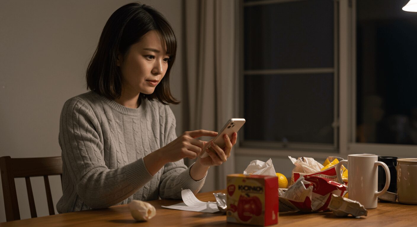 前週のメモを見ながら今週分を作成している様子